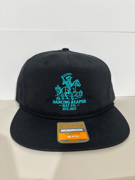 Dancing Reaper Embroidered Logo Black W/ Turqouise